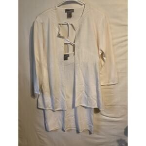 2615 Soft Luxelon Cardigan Sweater Set by Designers Originals Size Large Ivory